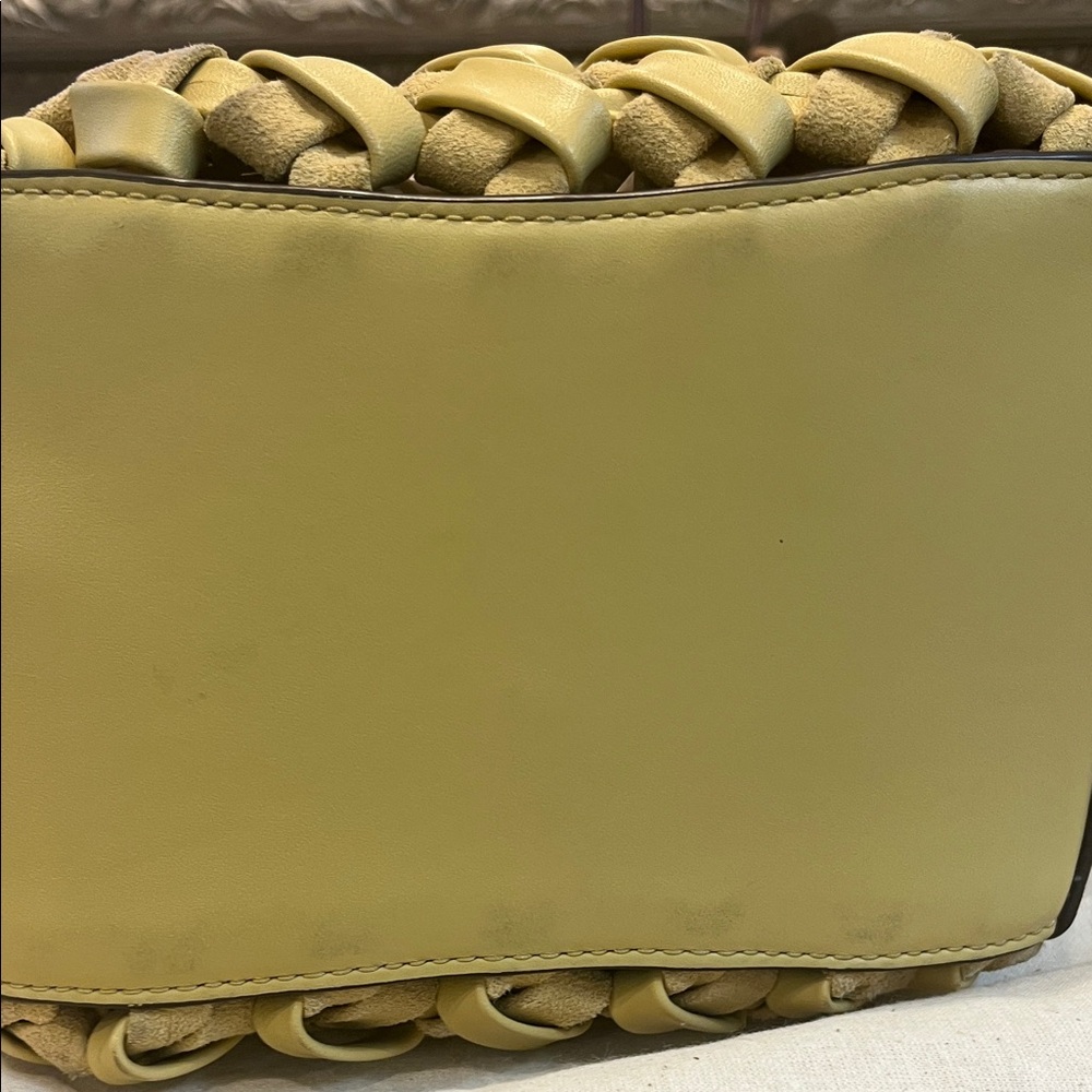 Tory Burch Yellow and Tan Woven Shoulder Bag - Picture 3 of 6